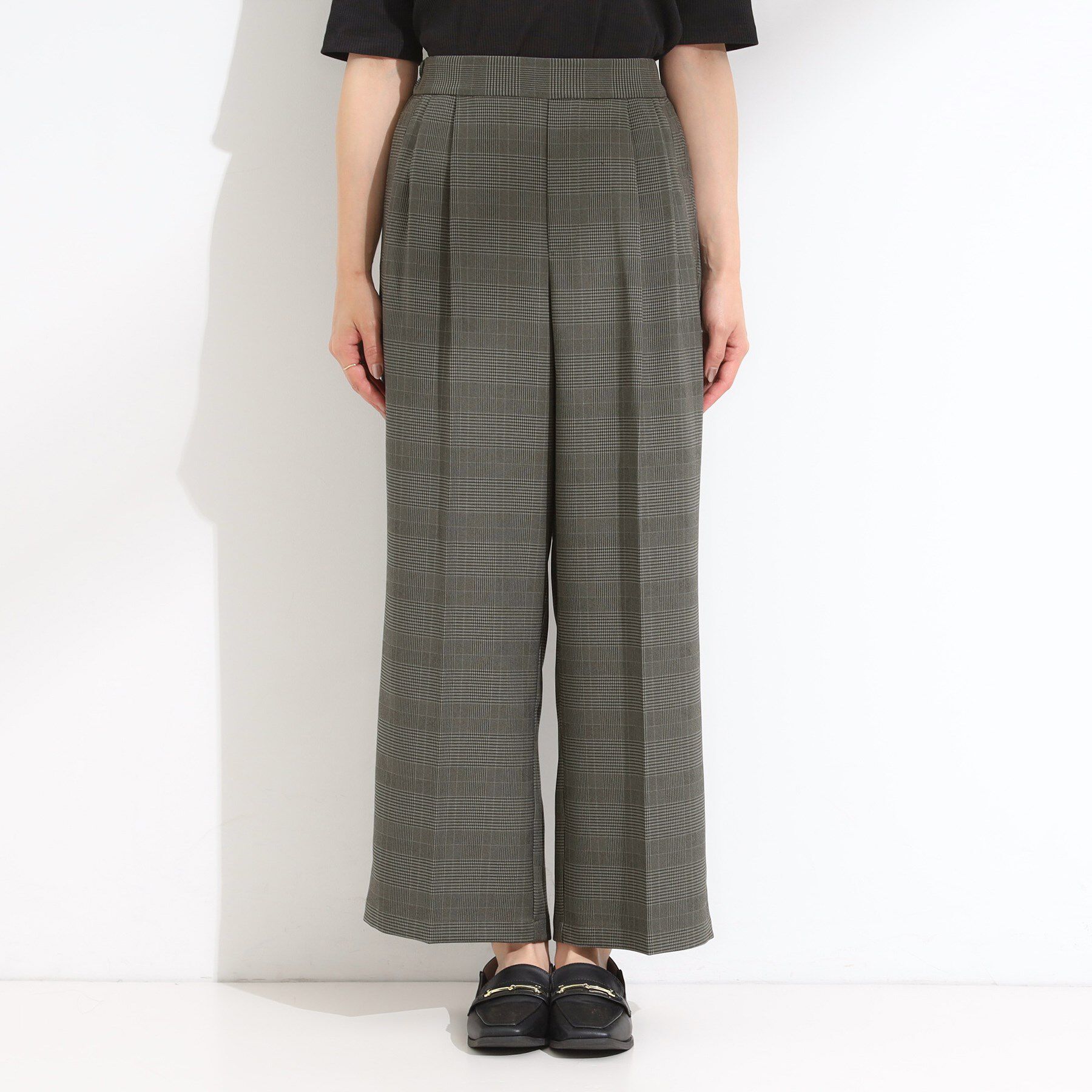 SHOO･LA･RUE「【S-LL/セットアップ可/洗濯後しわになりにくい】きちんと見え タックワイドパンツ」|その他|