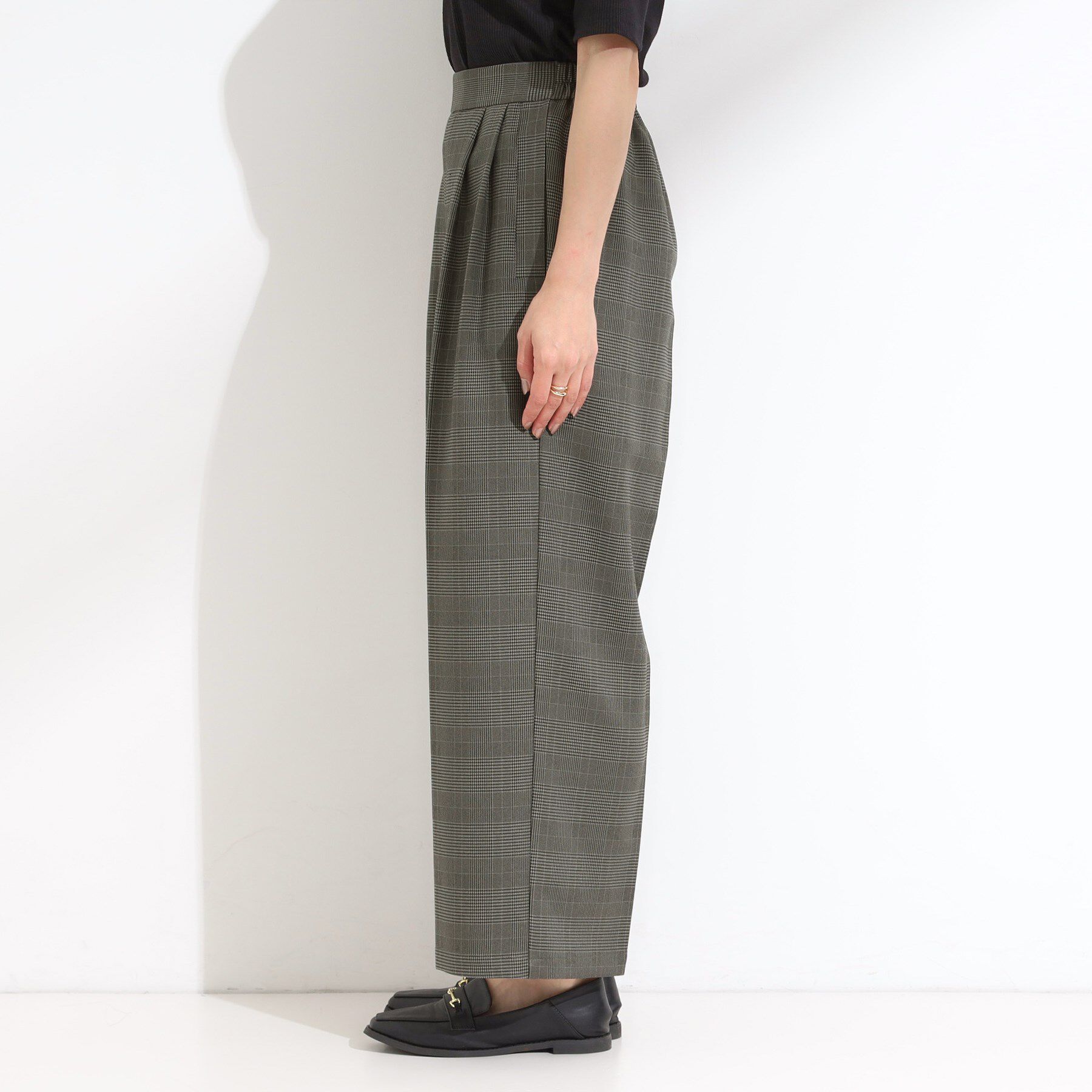 SHOO･LA･RUE「【S-LL/セットアップ可/洗濯後しわになりにくい】きちんと見え タックワイドパンツ」|その他|