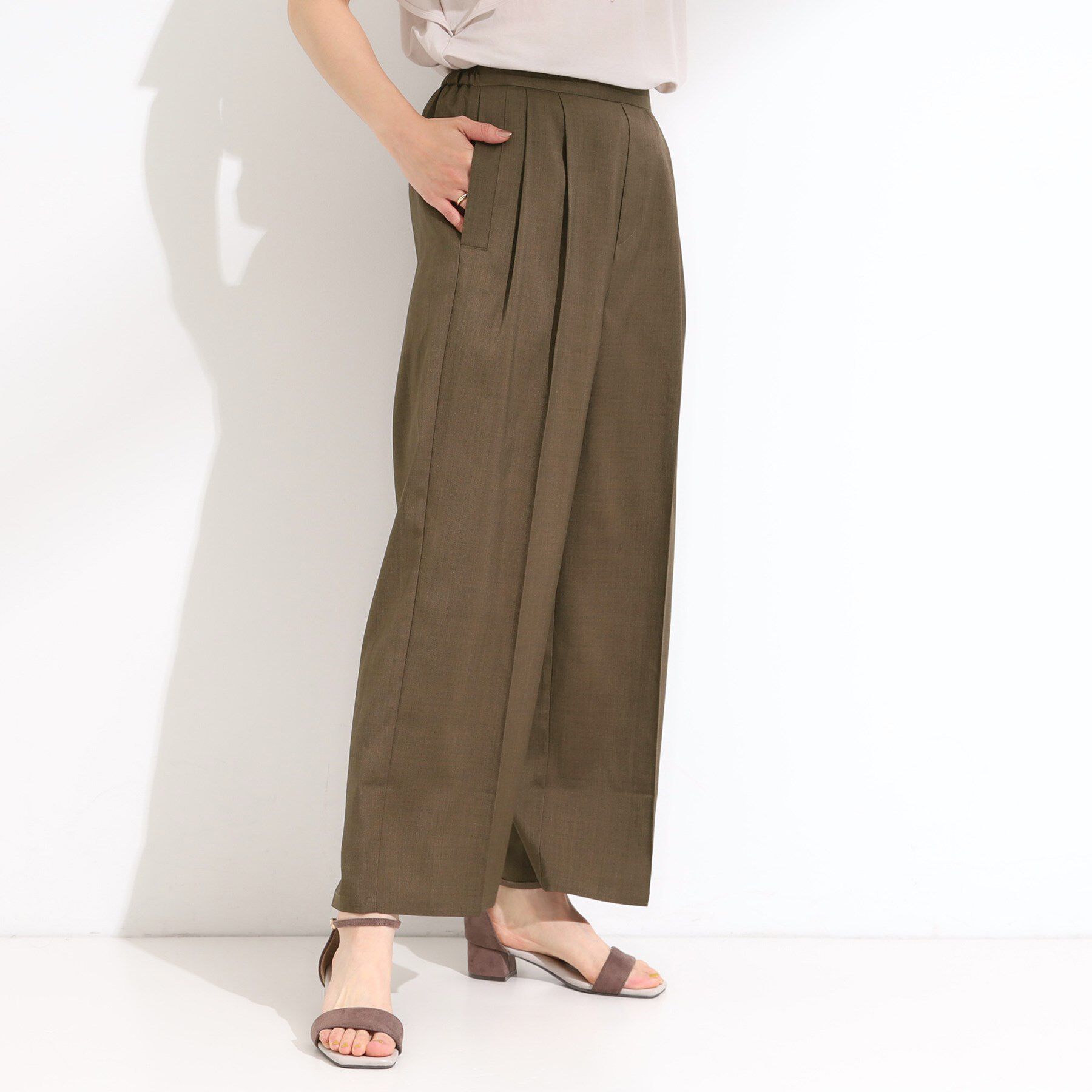 SHOO･LA･RUE「【S-LL/セットアップ可/洗濯後しわになりにくい】きちんと見え タックワイドパンツ」|その他|