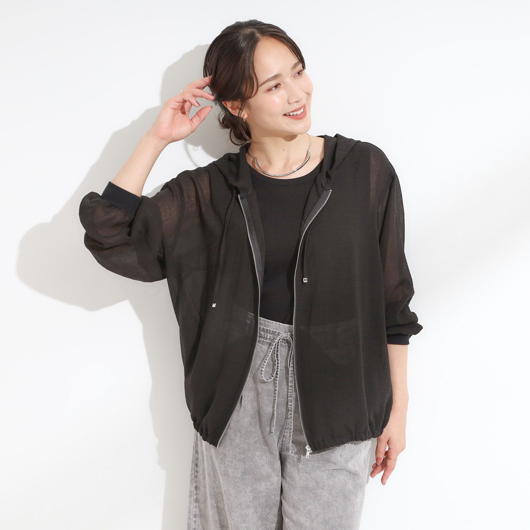 SHOO･LA･RUE「【S-LL】柔らかシアーでこなれるフーディブルゾン」|ブルゾン・スタジャン|