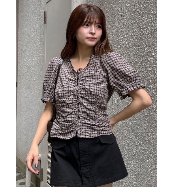 MURUA「ウエストギャザースクエアブラウス」|シャツ・ブラウス|