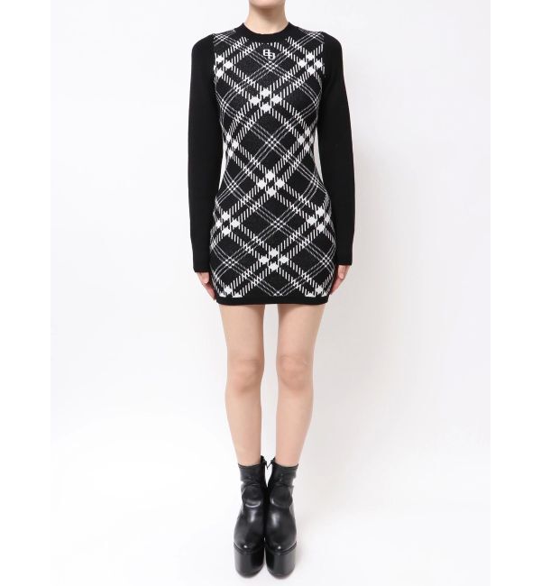 GYDA「GG embroideryラメCHECKニットワンピース」|ワンピース|