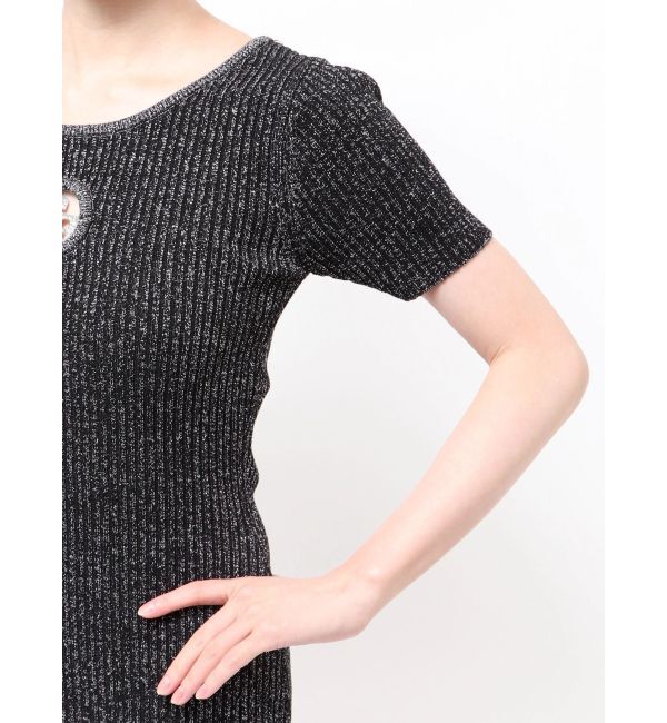 GYDA「GG bijou MOLDハーフスリーブラメニットワンピース」|ワンピース|