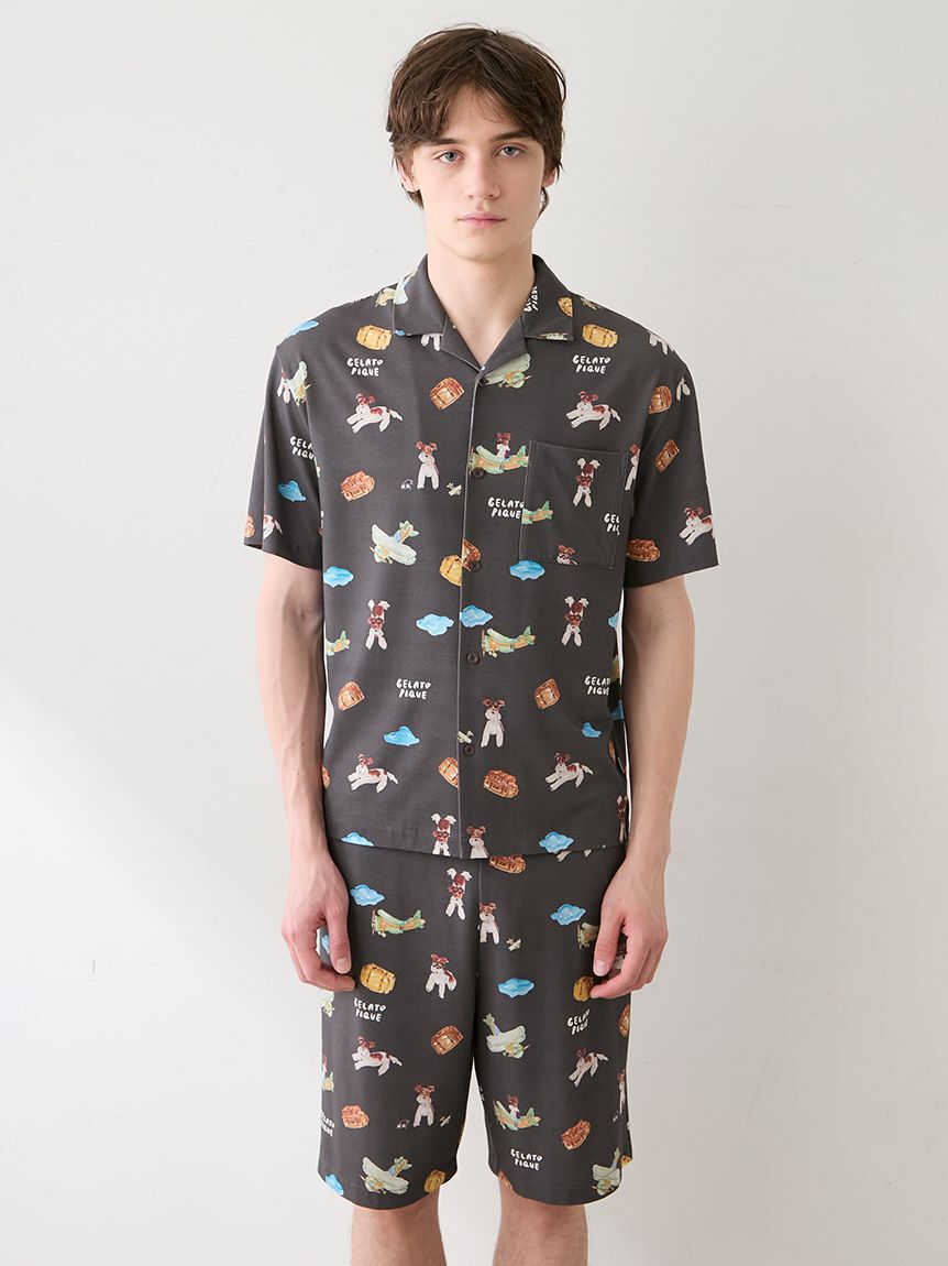 GELATO PIQUE HOMME「【ヒラノトシユキ】【HOMME】【接触冷感】PLANEDOG柄プリントシャツ」|シャツ・ブラウス|