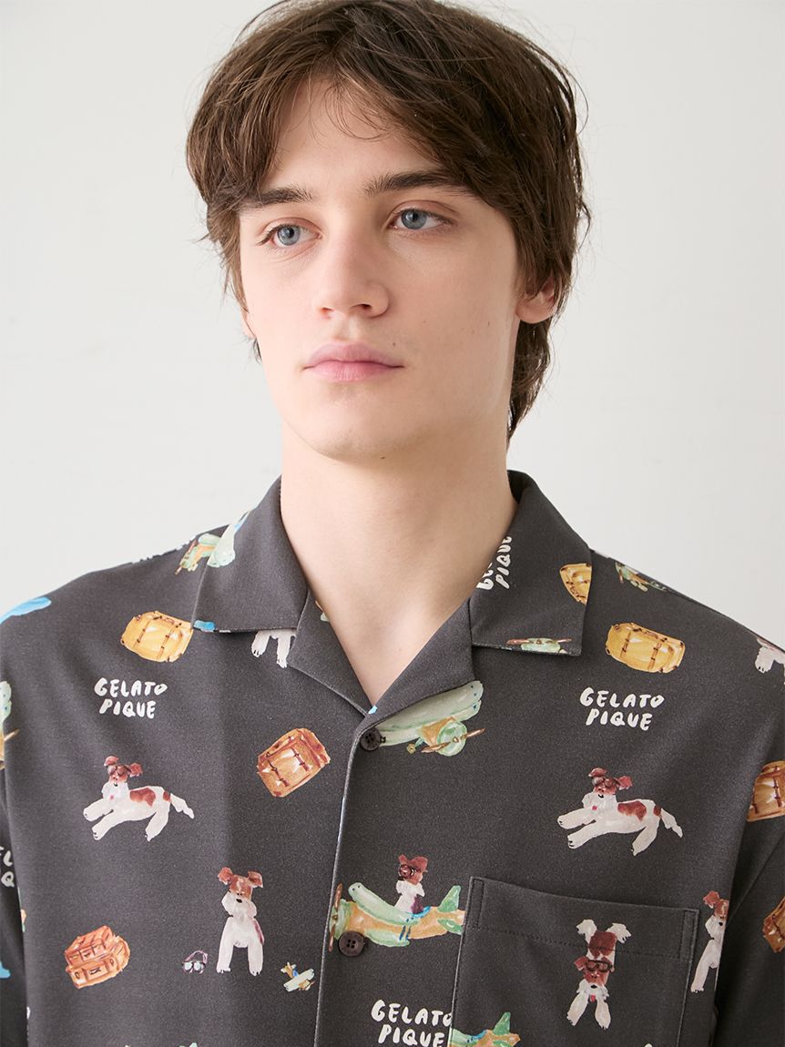 GELATO PIQUE HOMME「【ヒラノトシユキ】【HOMME】【接触冷感】PLANEDOG柄プリントシャツ」|シャツ・ブラウス|