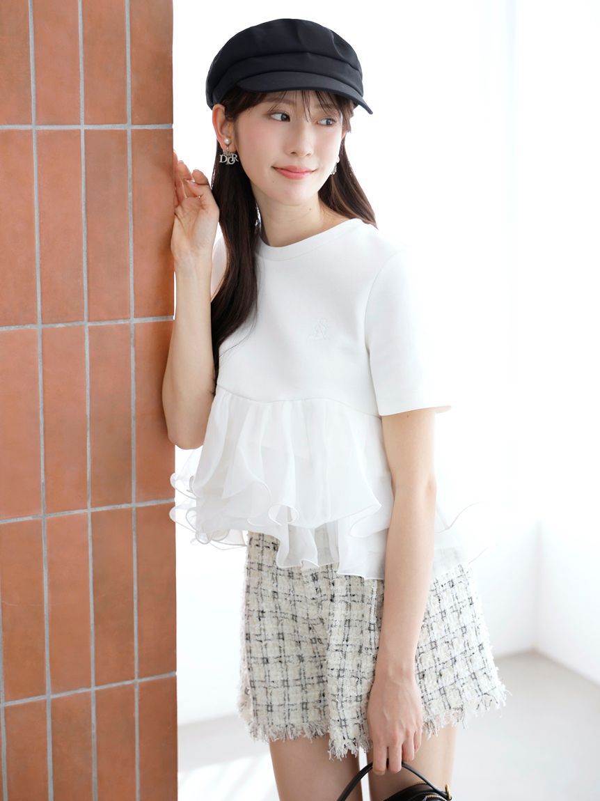 SNIDEL「【WEB限定カラーあり】ボリュームペプラムドッキングカットプルオーバー」|Tシャツ・カットソー|