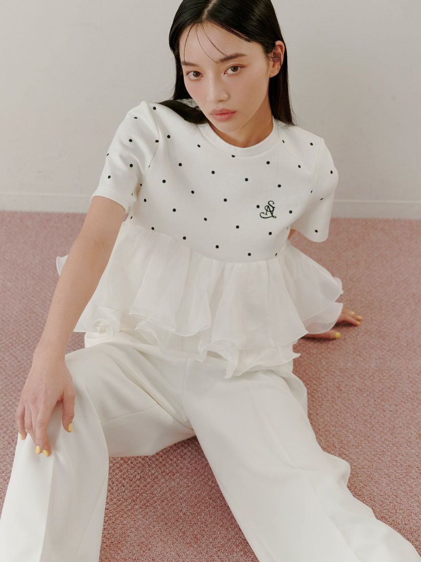 SNIDEL「【WEB限定カラーあり】ボリュームペプラムドッキングカットプルオーバー」|Tシャツ・カットソー|DOT