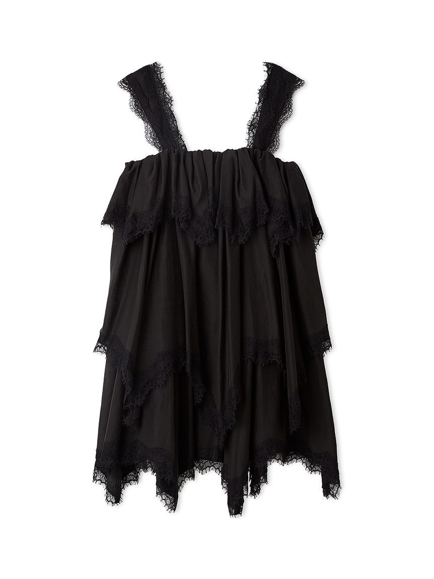 SNIDEL「ティアードレースミニワンピース」|ワンピース|BLK
