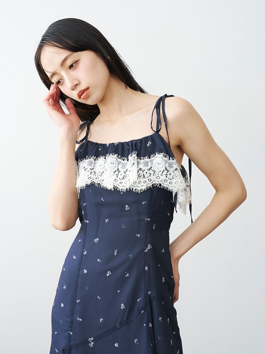 SNIDEL「レースフリルチェックキャミワンピース」|ワンピース|