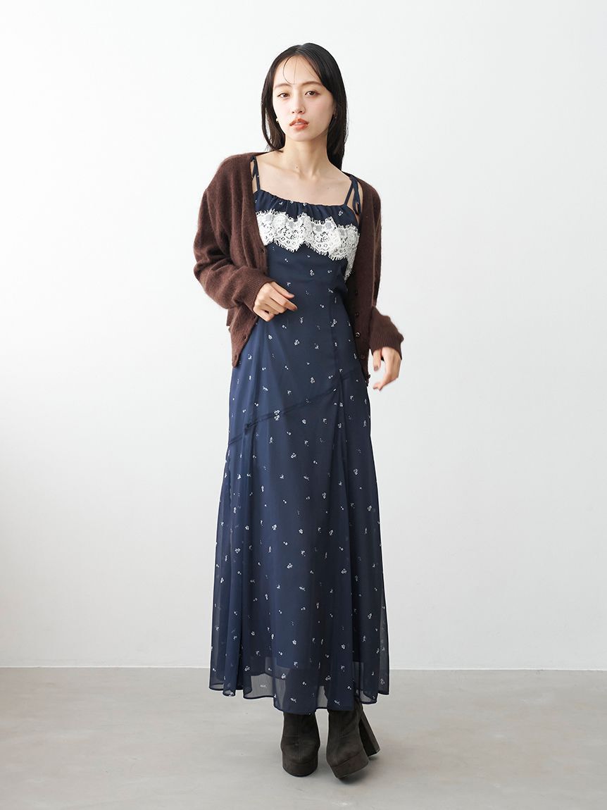 SNIDEL「レースフリルチェックキャミワンピース」|ワンピース|