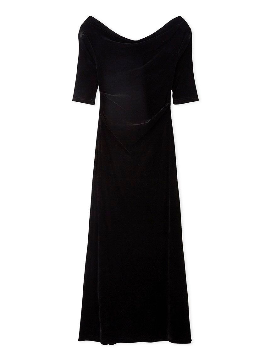 SNIDEL「フロッキーベロアドレープカットワンピース」|ワンピース|BLK