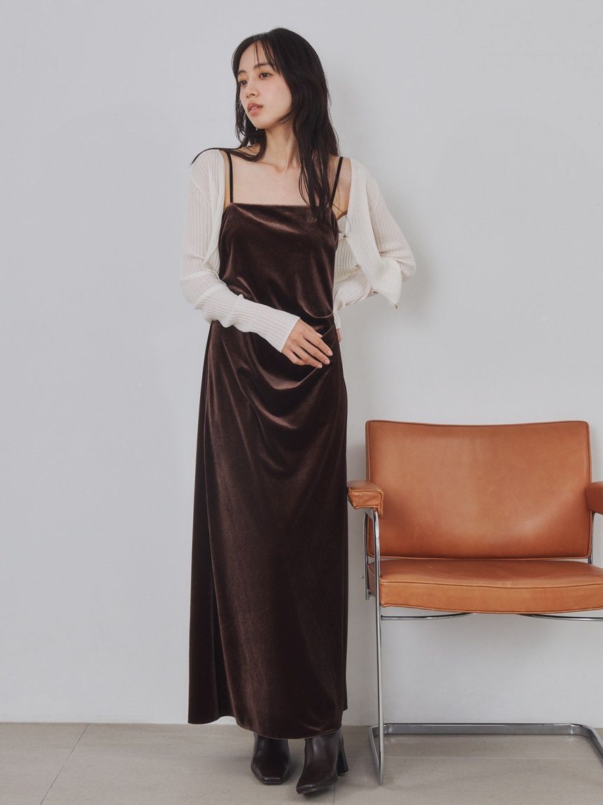 FRAY I.D「ベロアキャミＩラインドレープワンピース」|ワンピース|