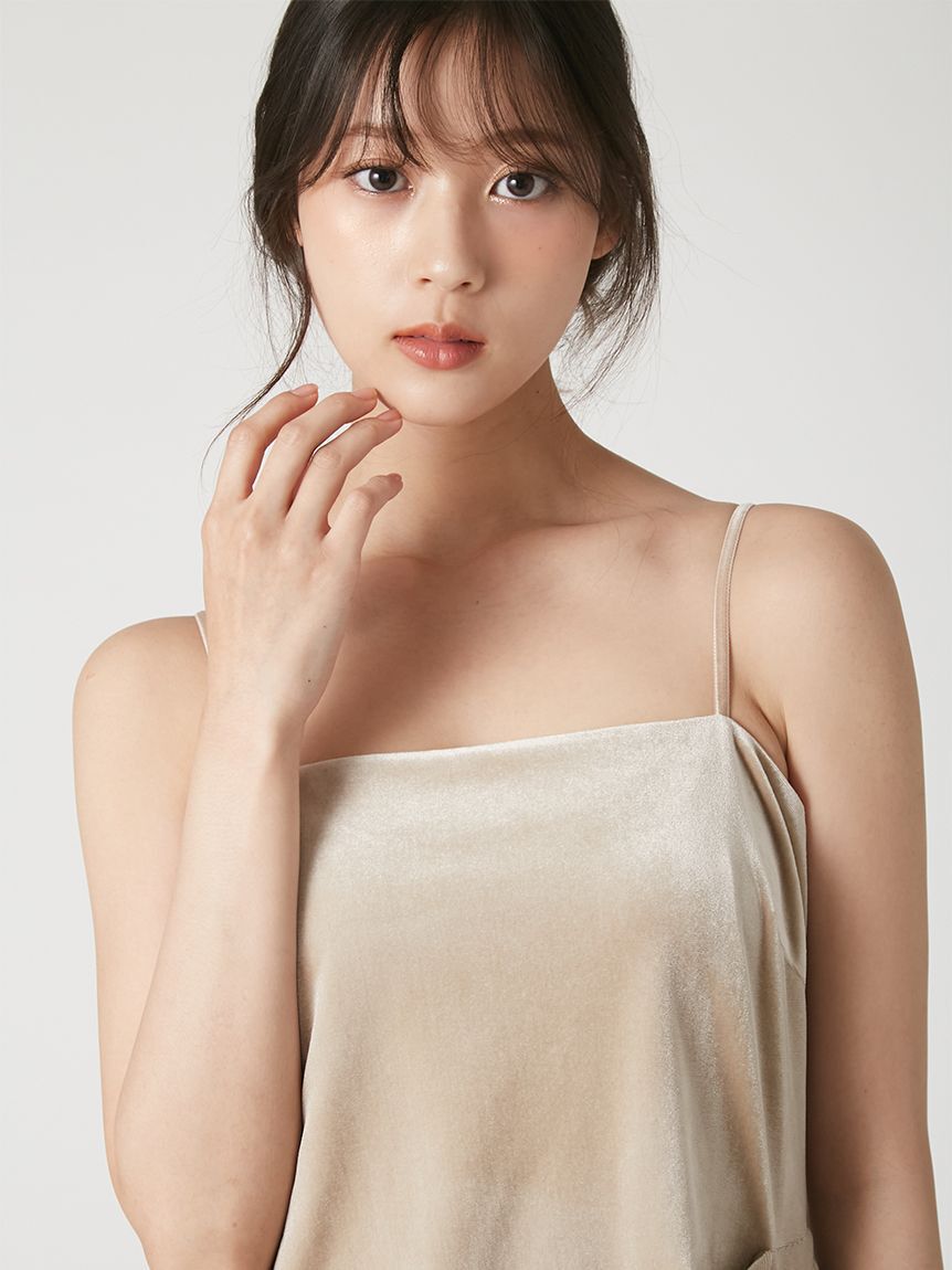 FRAY I.D「ベロアキャミＩラインドレープワンピース」|ワンピース|