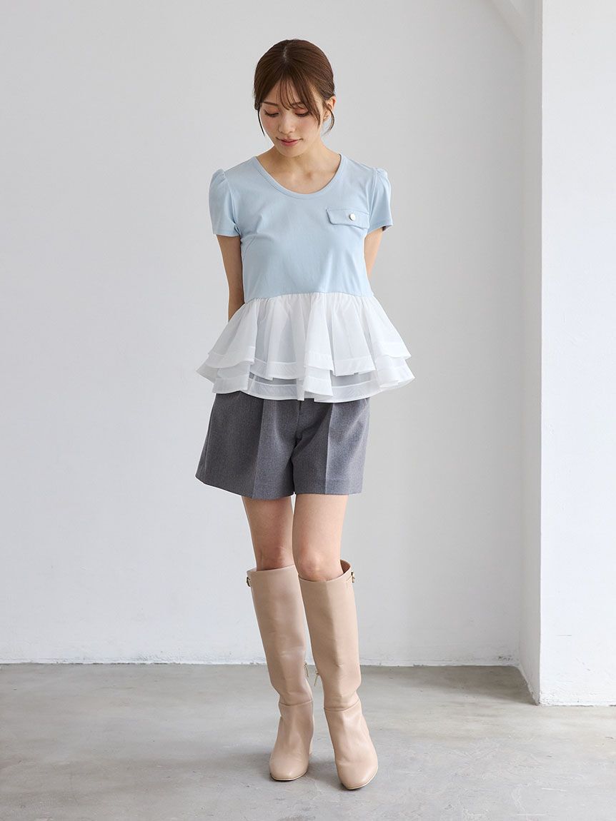 CELFORD「トリムポケットペプラムTシャツ」|Tシャツ・カットソー|