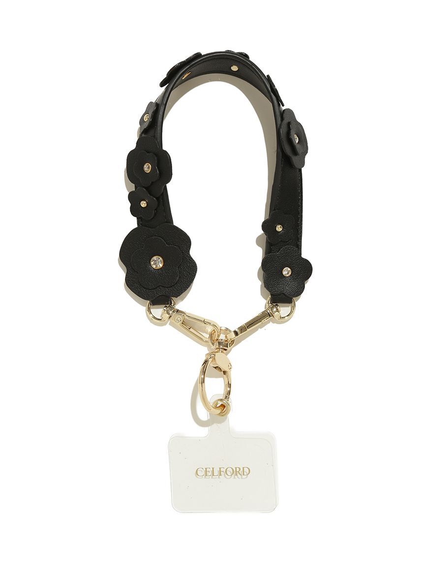 CELFORD「【リュタン】ビジュースタッズフラワー2WAYスマホストラップ」|キーケース|BLK