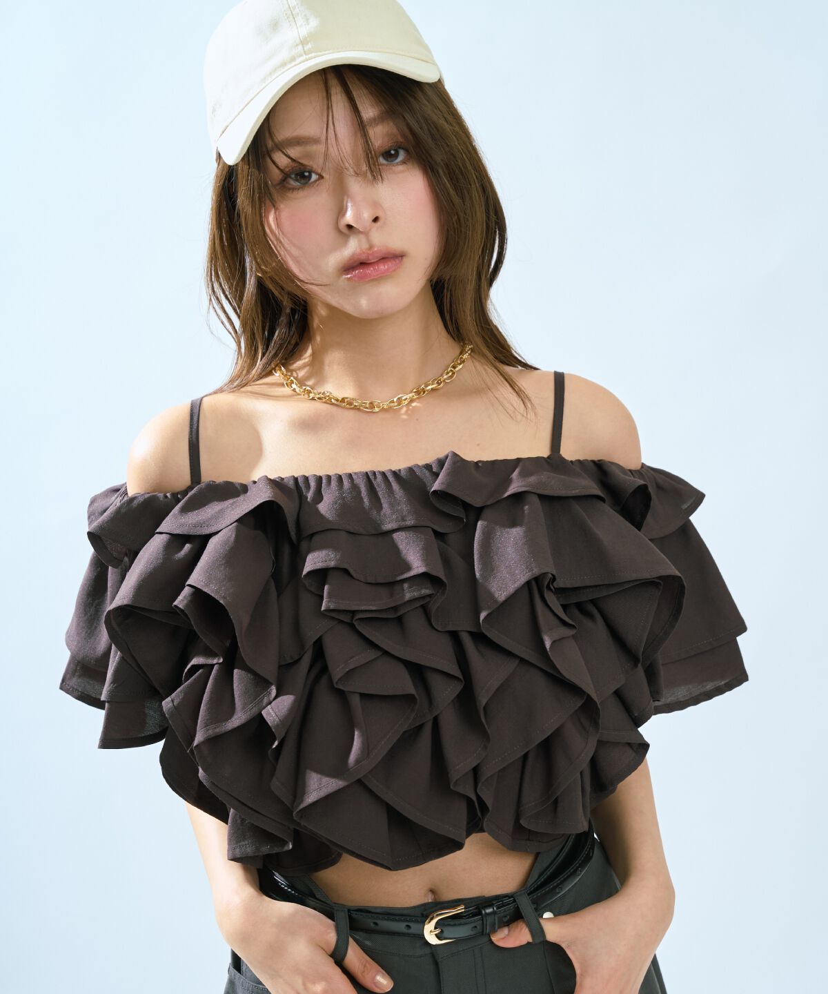 アンドクチュール「ラッフルフリルオフショルブラウス」|シャツ・ブラウス|