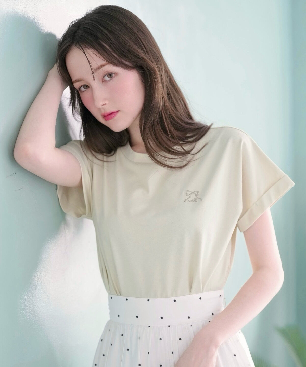WILLSELECTION「ロゴ刺繍ターンバックスリーブTシャツ」|Tシャツ・カットソー|