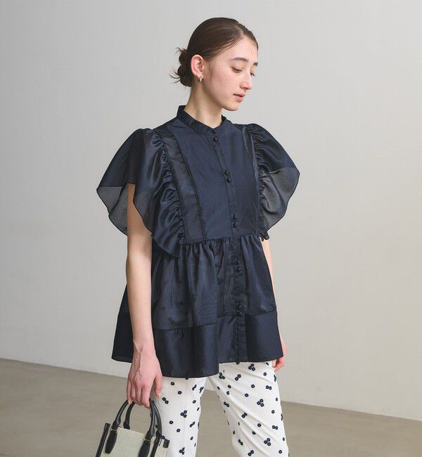 UNITED ARROWS「シルキー ギャザー フリルブラウス ‐ウォッシャブル‐」|シャツ・ブラウス|
