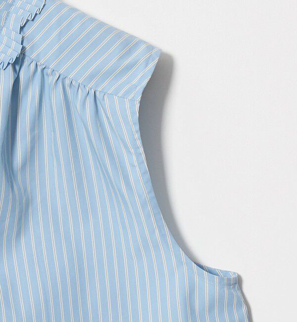 UNITED ARROWS「2WAY タックフリル ストライプ ノースリーブ ブラウス」|シャツ・ブラウス|