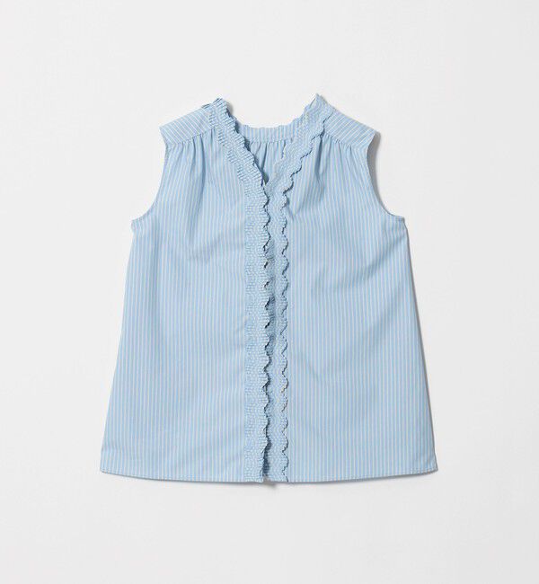 UNITED ARROWS「2WAY タックフリル ストライプ ノースリーブ ブラウス」|シャツ・ブラウス|