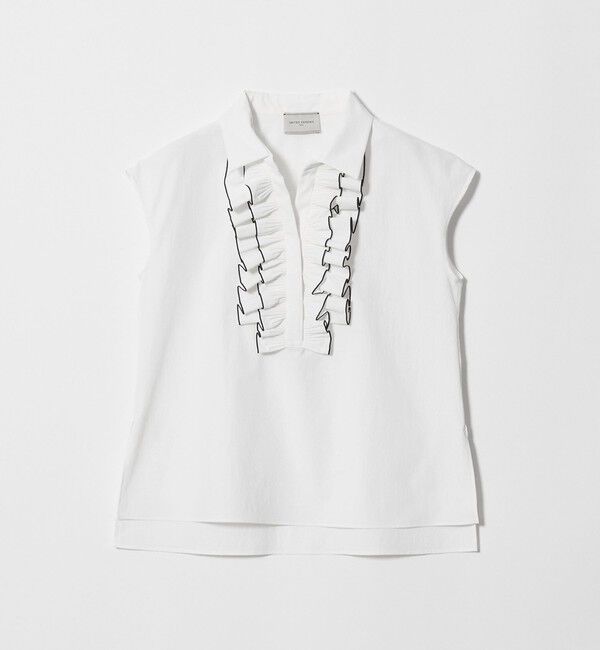 UNITED ARROWS「メロー フリル スキッパー フレンチスリーブ シャツ ‐防シワ 吸水速乾 UVカット 遮熱性 接触冷感‐」|シャツ・ブラウス|