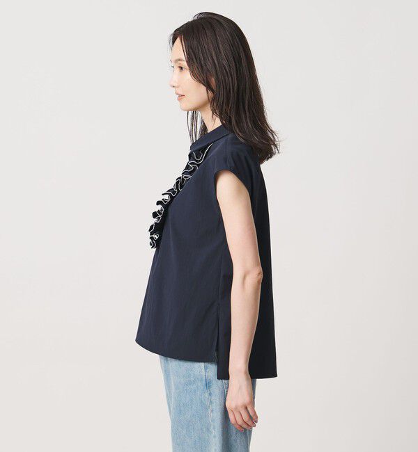 UNITED ARROWS「メロー フリル スキッパー フレンチスリーブ シャツ ‐防シワ 吸水速乾 UVカット 遮熱性 接触冷感‐」|シャツ・ブラウス|