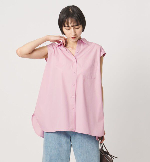 UNITED ARROWS「バックフレア フレンチスリーブ シャツ」|シャツ・ブラウス|LT.PINK