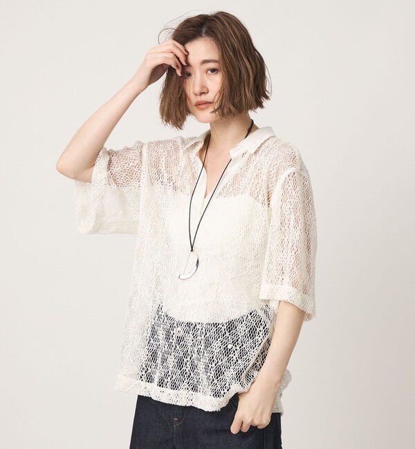 conte「＜conte＞メッシュ スキッパー プルオーバーシャツ」|シャツ・ブラウス|