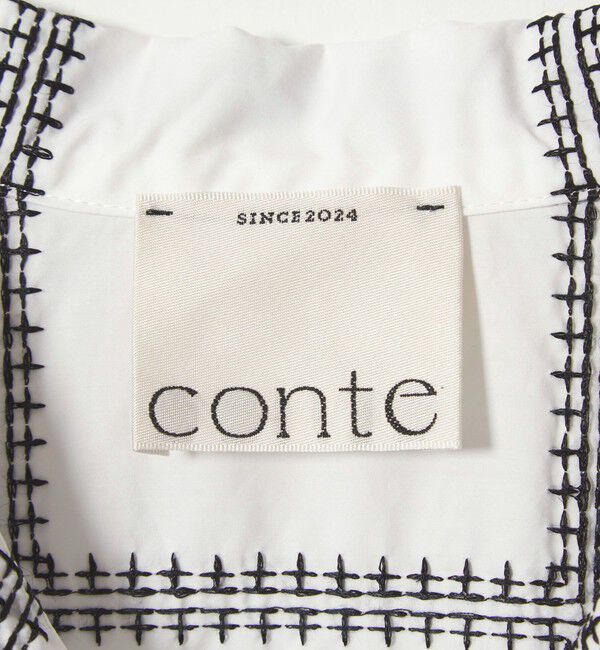 conte「＜conte＞エンブロイダリー チェック オープンカラーシャツ」|シャツ・ブラウス|