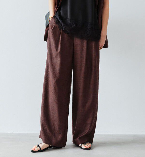 UNITED ARROWS green label relaxing「［size SHORT/TALLあり］ライト リネンライク タック ワイドパンツ UVカット 通気性」|スラックス|