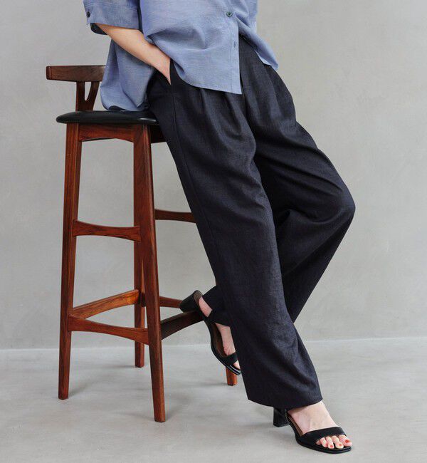 UNITED ARROWS green label relaxing「［size SHORT/TALLあり］ライト リネンライク タック ワイドパンツ UVカット 通気性」|スラックス|