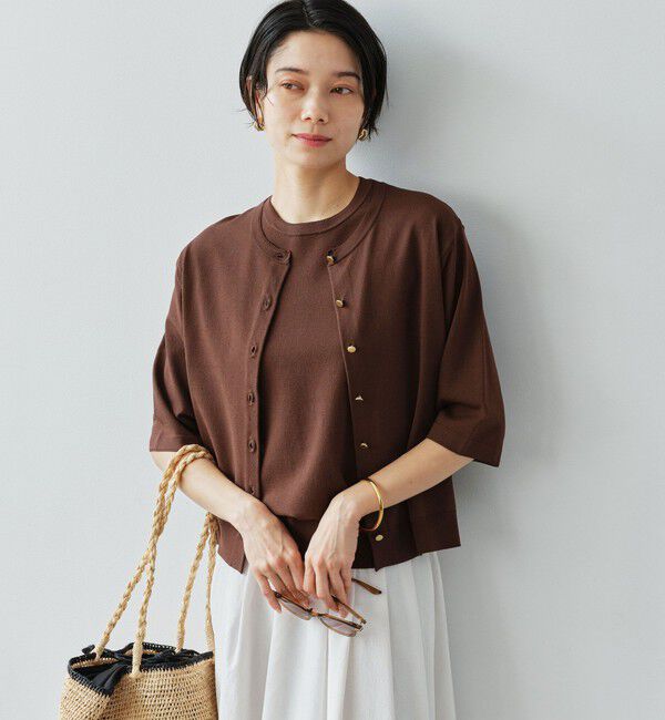 UNITED ARROWS green label relaxing「ハーフスリーブ ニット カーディガン ウォッシャブル 接触冷感 UVカット」|カーディガン|