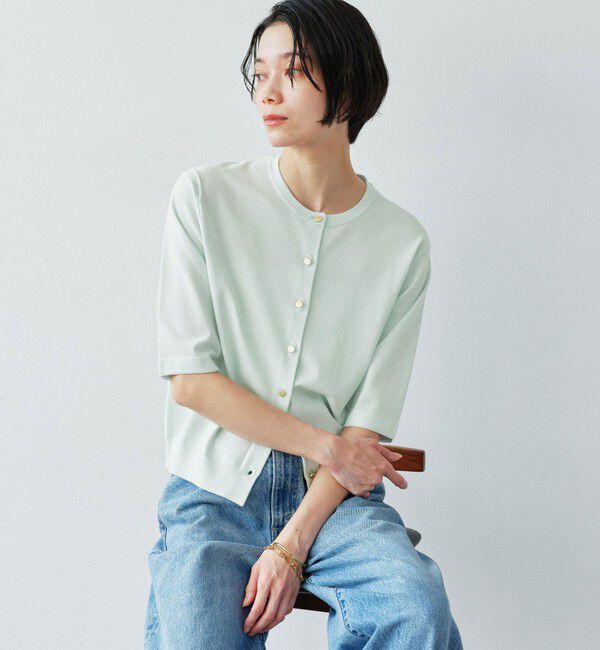 UNITED ARROWS green label relaxing「ハーフスリーブ ニット カーディガン ウォッシャブル 接触冷感 UVカット」|カーディガン|