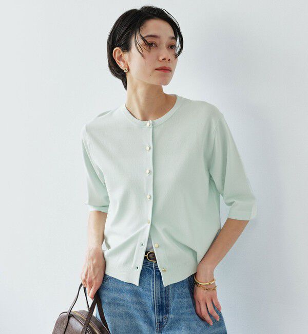 UNITED ARROWS green label relaxing「ハーフスリーブ ニット カーディガン ウォッシャブル 接触冷感 UVカット」|カーディガン|