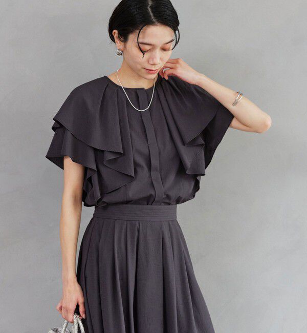 UNITED ARROWS green label relaxing「Breeze Cool  ラッフル ブラウス マシンウォッシャブル 吸水速乾 通気性 UVカット」|シャツ・ブラウス|
