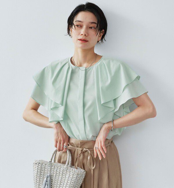 UNITED ARROWS green label relaxing「Breeze Cool  ラッフル ブラウス マシンウォッシャブル 吸水速乾 通気性 UVカット」|シャツ・ブラウス|