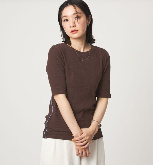 UNITED ARROWS green label relaxing「【WEB限定】＜at ease＞シアーテレコ バイカラー カットソー」|Tシャツ・カットソー|