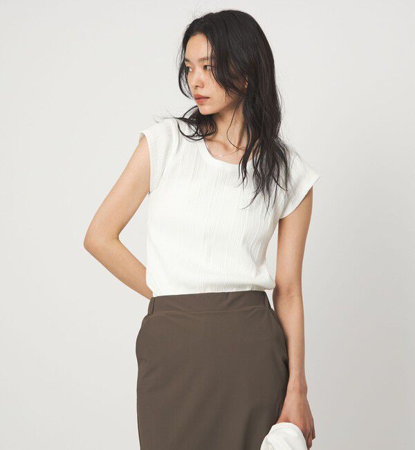 UNITED ARROWS green label relaxing「ランダム ブライトリブ Uネック カットソー」|Tシャツ・カットソー|OFF WHITE
