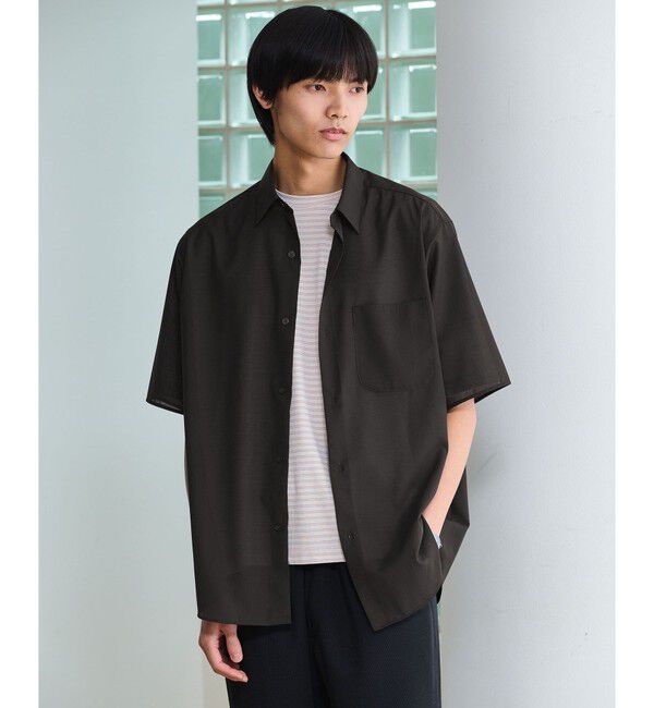 UNITED ARROWS green label relaxing「ウォッシャブル TW サイロ ジャストルーズ レギュラーカラー 半袖 シャツ -通気性・接触冷感-」|シャツ・ブラウス|DK.BROWN