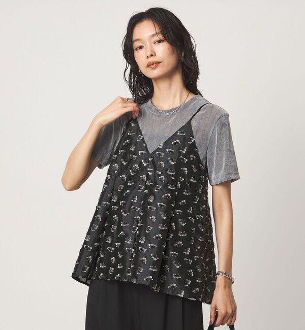 UNITED ARROWS green label relaxing「ジャガード キャミソール」|キャミソール|BLACK