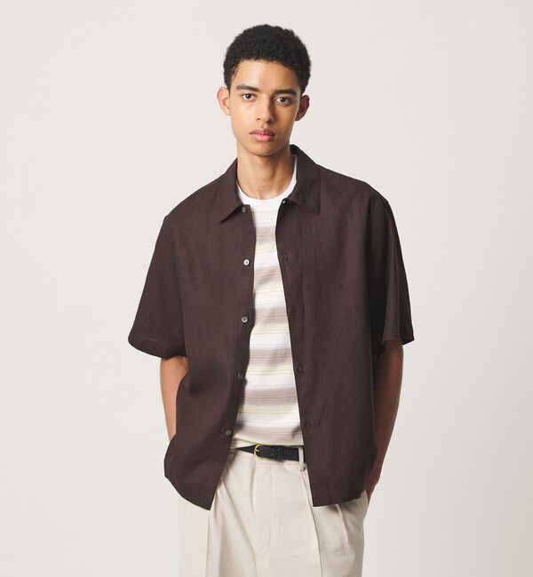 BEAUTY&YOUTH UNITED ARROWS「HI-LINE シュリンク リネン ハーフ スリーブ シャツ」|シャツ・ブラウス|