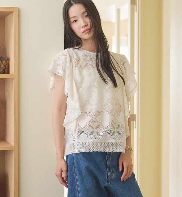 BEAUTY&YOUTH UNITED ARROWS「【WEB限定 Wardrobe DAILY MINIMAL】レース 2WAYブラウス ウォッシャブル」|シャツ・ブラウス|