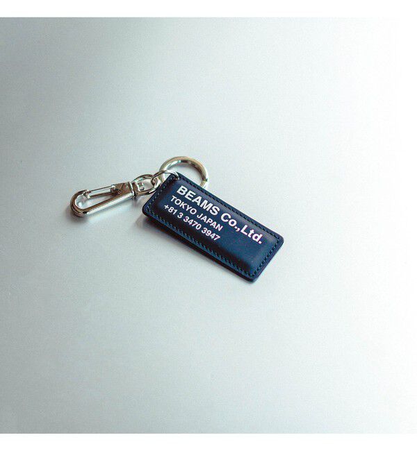bPr BEAMS「bPr BEAMS / レザー リフレクター TAG キーホルダー」|チャーム・キーホルダー|NAVY