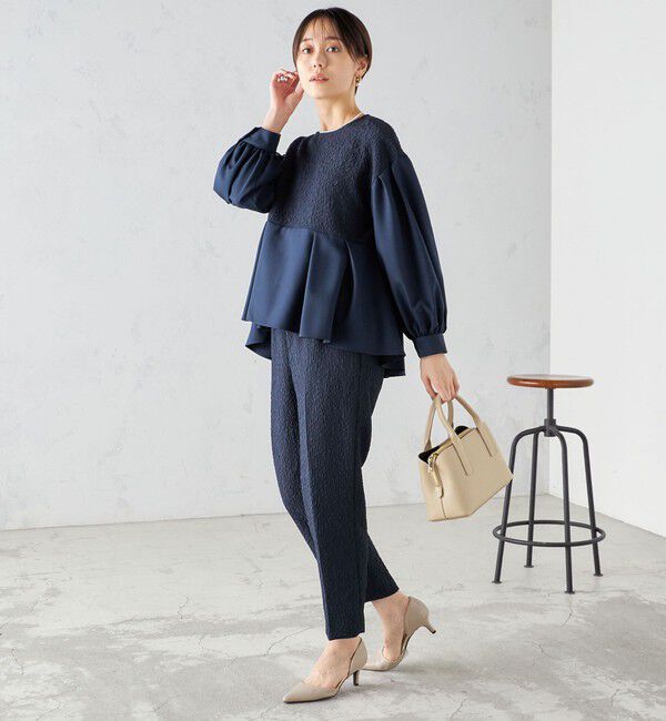 SHIPS for women「〈手洗い可能〉フクレ ジャカード テーパード パンツ」|その他|