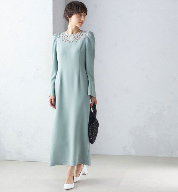 SHIPS for women「troisiemeCHACO:レース 切替 ワンピース（セレモニー対応可）」|ワンピース|ライトブルー