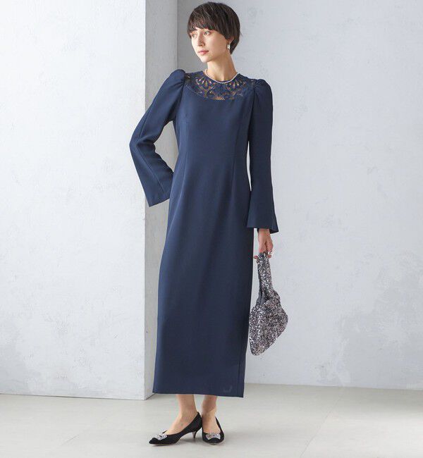 SHIPS for women「troisiemeCHACO:レース 切替 ワンピース（セレモニー対応可）」|ワンピース|