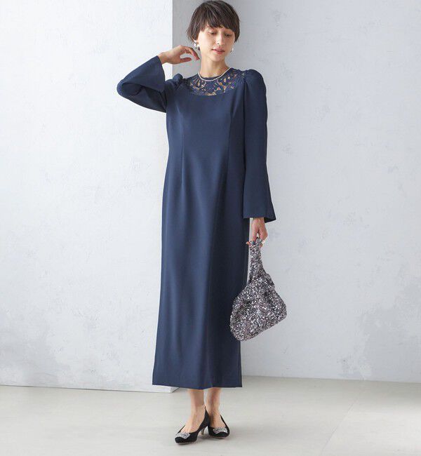 SHIPS for women「troisiemeCHACO:レース 切替 ワンピース（セレモニー対応可）」|ワンピース|