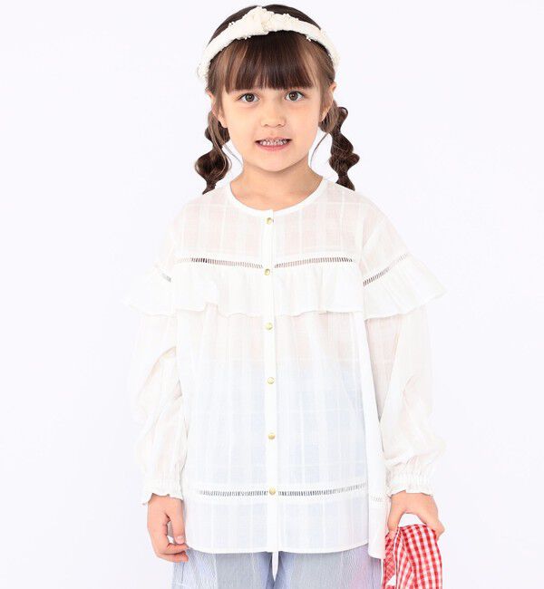 SHIPS KIDS「SHIPS KIDS:100～130cm / スナップ ボタン フリル ブラウス」|シャツ・ブラウス|