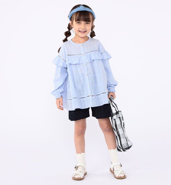 SHIPS KIDS「SHIPS KIDS:100～130cm / スナップ ボタン フリル ブラウス」|シャツ・ブラウス|