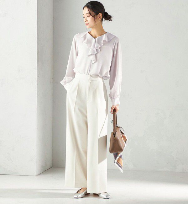 SHIPS for women「〈手洗い可能〉ダブル クロス セミ ワイド パンツ（セレモニー対応可）」|その他|